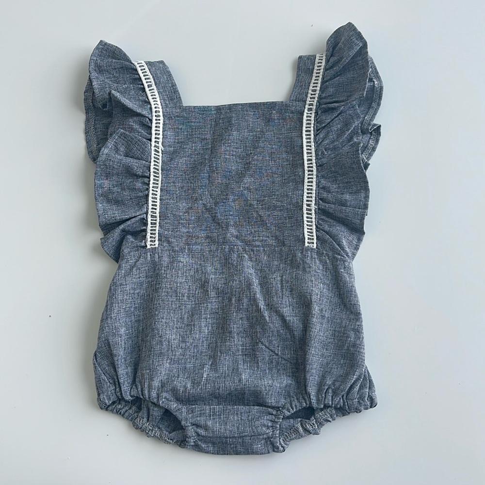 Gray Romper open on the back